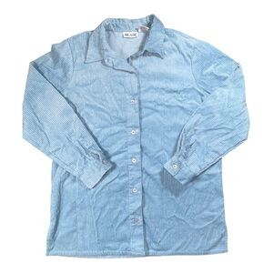 BLAIR Baby Blue Ribbed Button Down LSlv Collared Shirt M